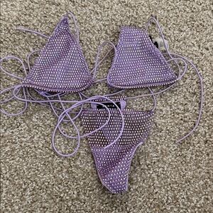 Lavender Rhinestone Bikini Set